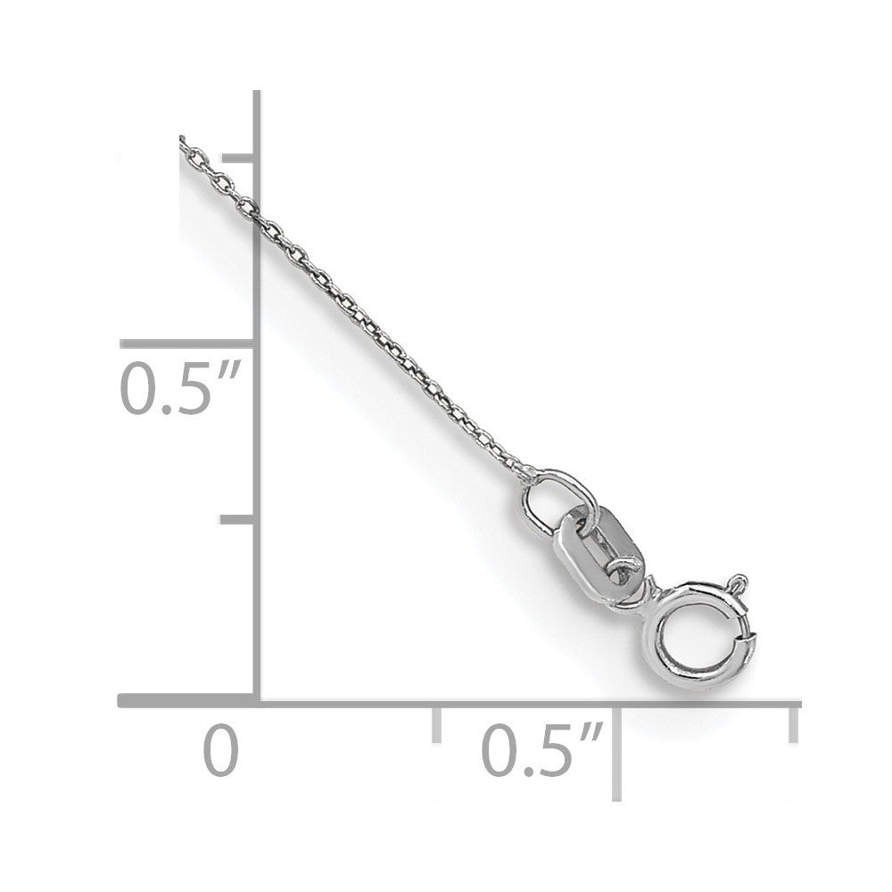 14K White Gold 10 inch .75mm Cable with Spring Ring Clasp Anklet