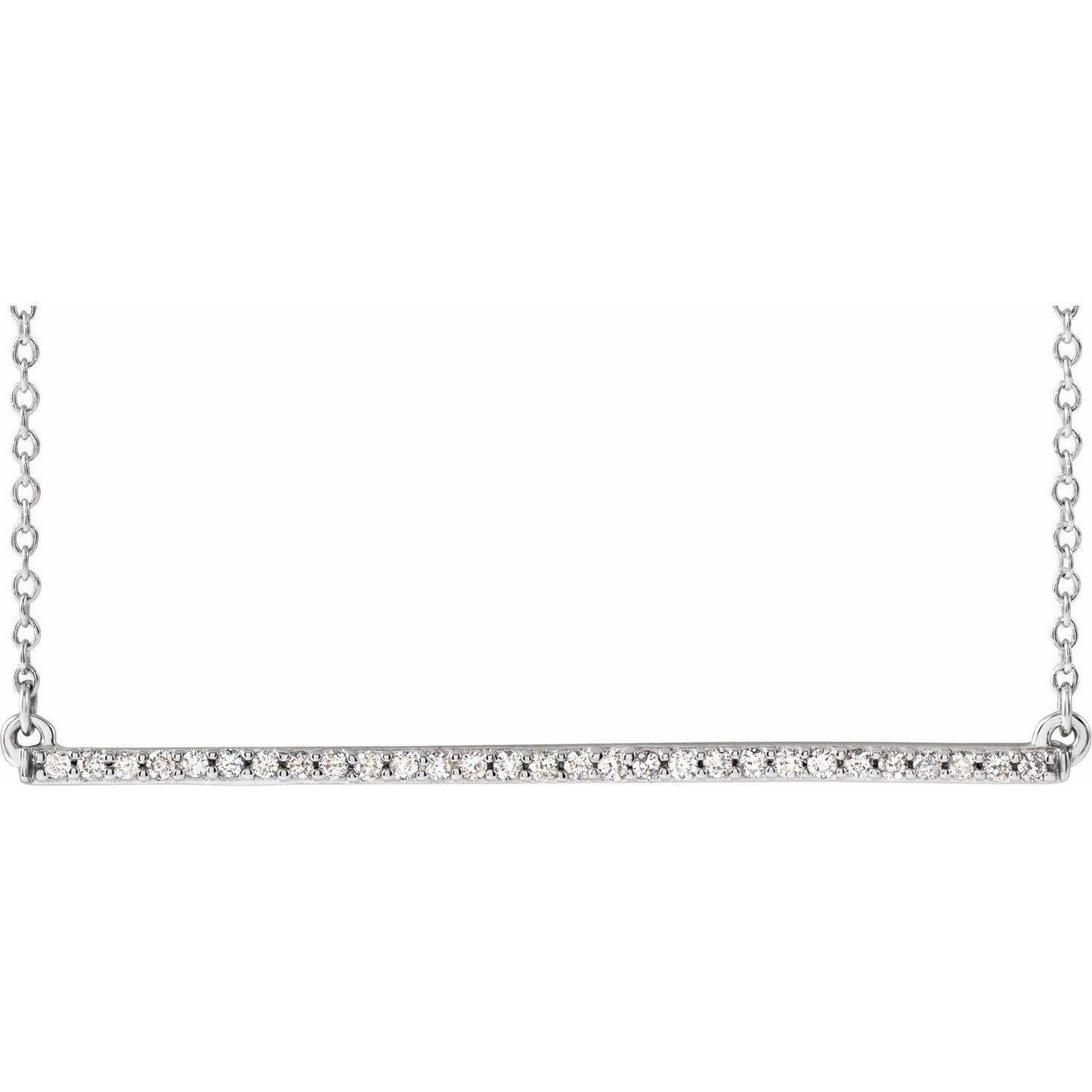 14k White Gold 1/6 CTW Natural Diamond Bar Pendant Necklace 18"