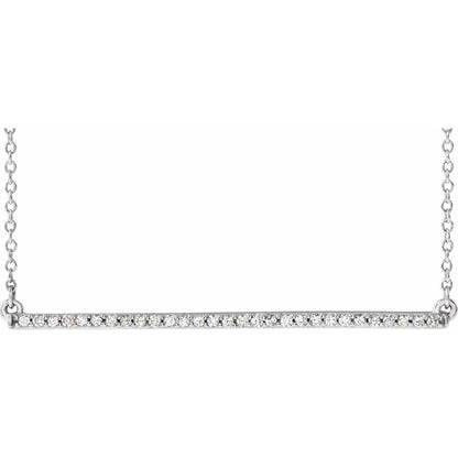 14k White Gold 1/6 CTW Natural Diamond Bar Pendant Necklace 18"