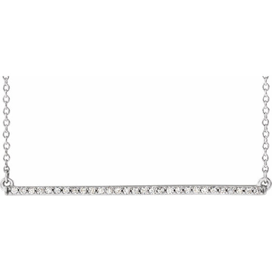 14k White Gold 1/6 CTW Natural Diamond Bar Pendant Necklace 18"