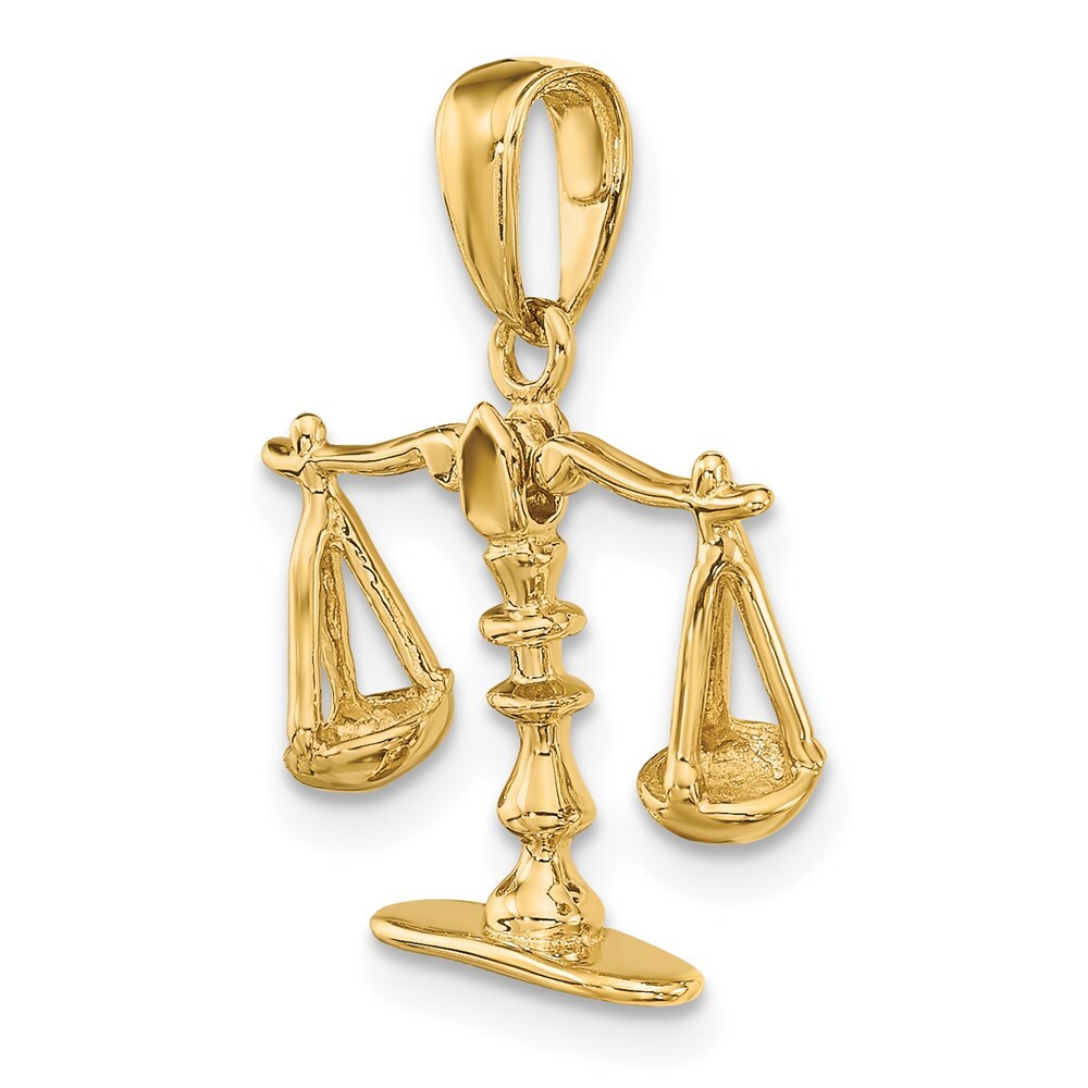 14k Yellow Gold 3-D Moveable Scales of Justice Pendant for Women