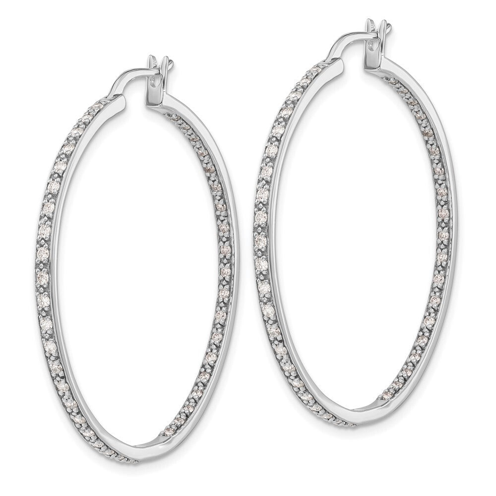 14k White Gold Diamond In/Out Hoop Earrings
