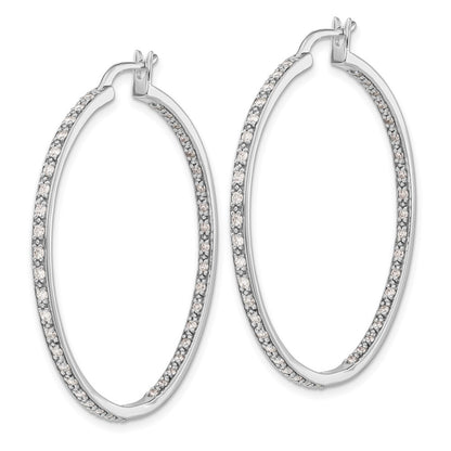 14k White Gold Diamond In/Out Hoop Earrings