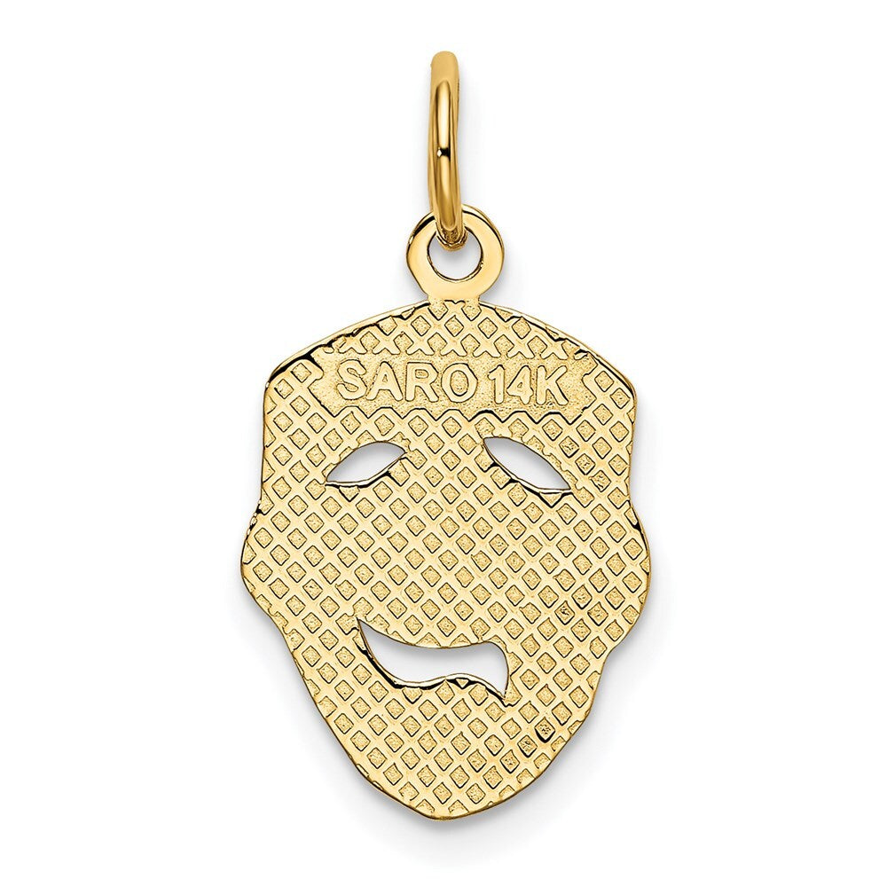 14k Yellow Gold Comedy Mask Charm Pendant for Women