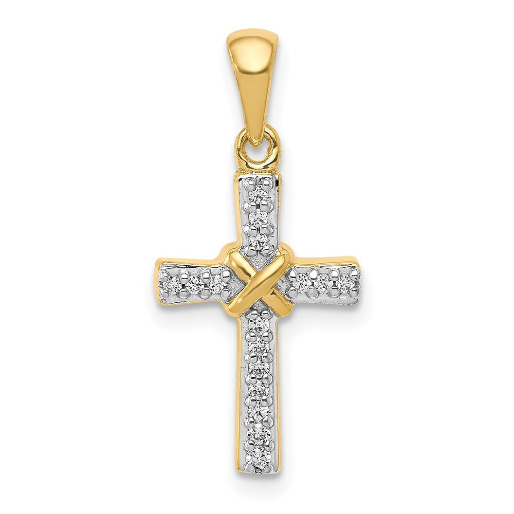 14k Yellow Gold 1/6ct. Diamond Latin Cross Pendant for Women