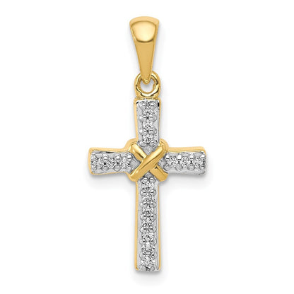 14k Yellow Gold 1/6ct. Diamond Latin Cross Pendant for Women