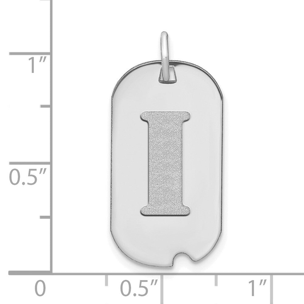 14k White Gold Polished Letter I Initial Dog Tag Pendant for Women