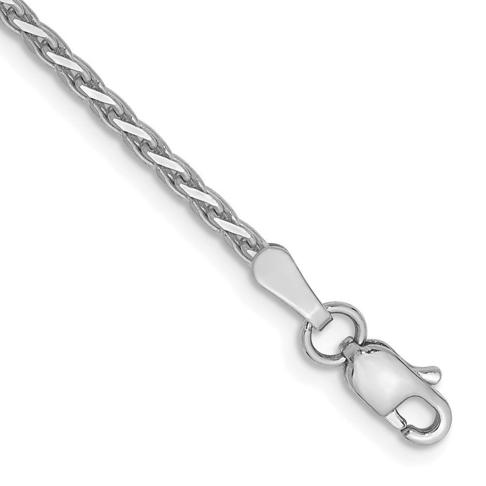 14K White Gold 7 inch 1.6mm Diamond-cut Parisian Wheat Bracelet