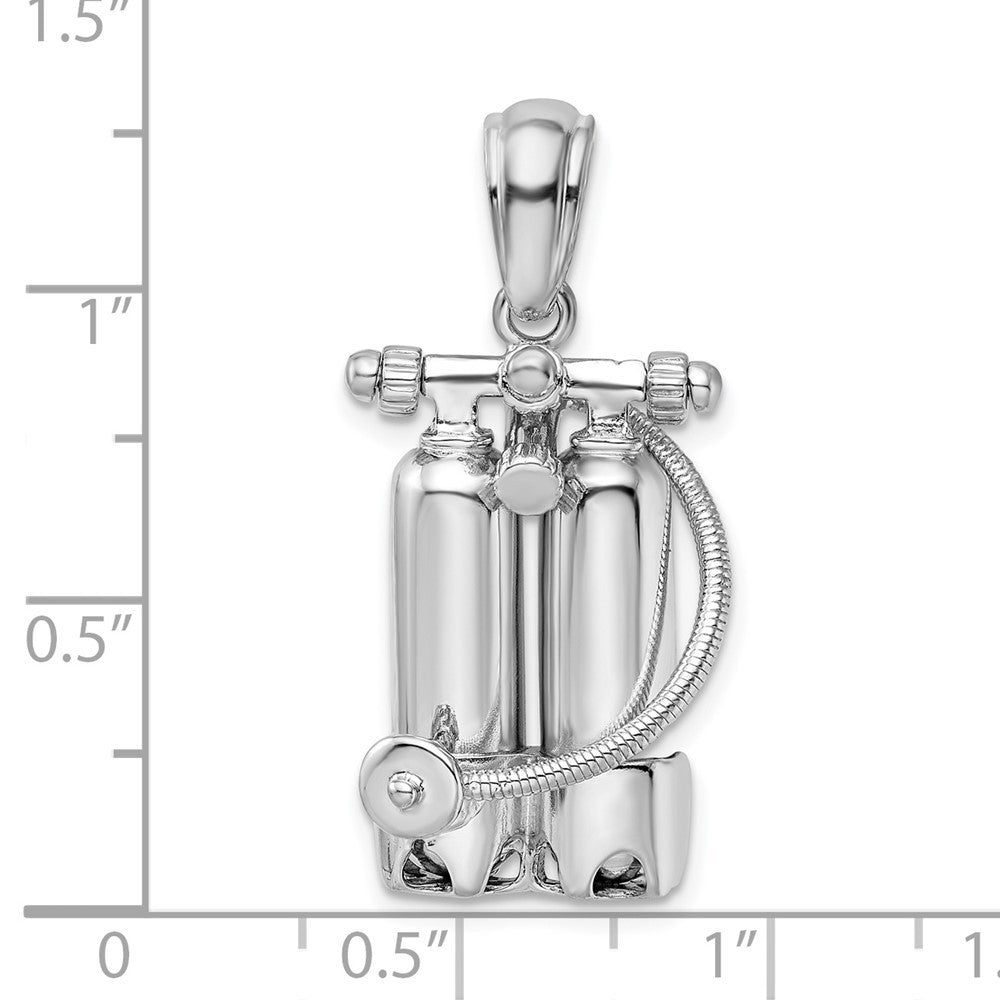 Sterling Silver Rhodium-Plated Polished 3D Scuba Tanks with Hose Pendant