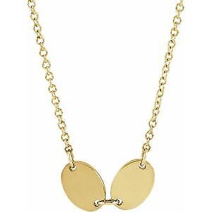 14k Yellow Gold 2-Disc Engravable Family Disc 18" Necklace Gift for Women