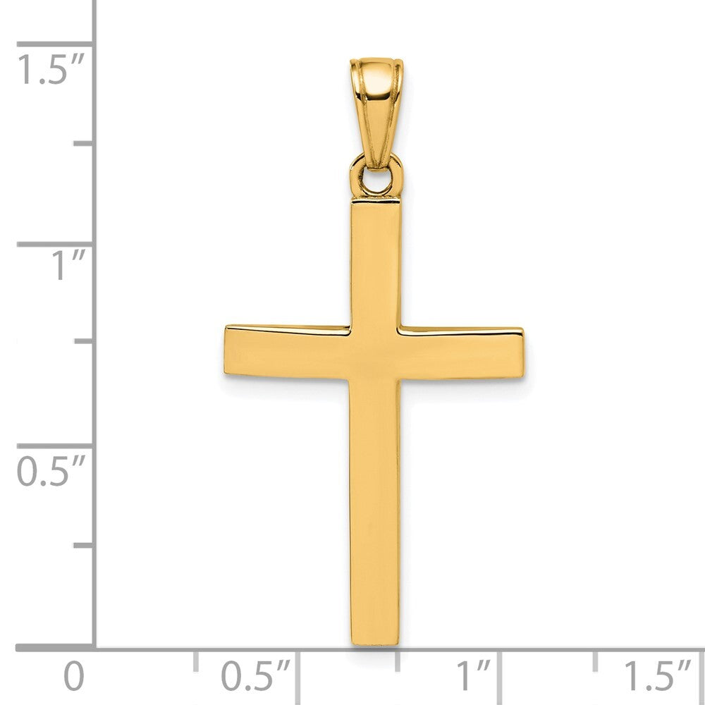 14k Yellow Gold Polished Beveled Cross Charm