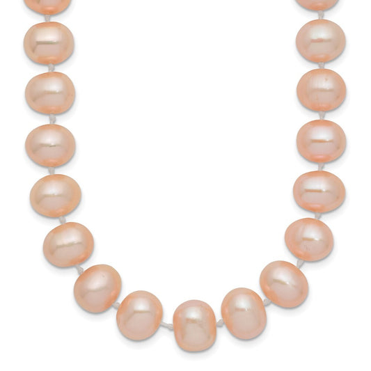 14k Yellow Gold 8-9mm Pink Near-Round Freshwater Cultured Pearl 28 inch Necklace