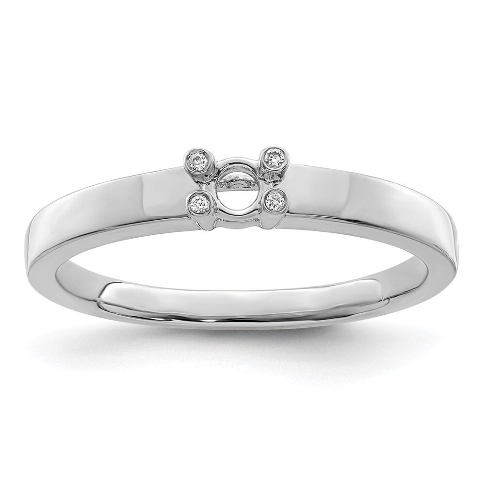 14K White Gold Family Jewelry Diamond Semi-Set Ring