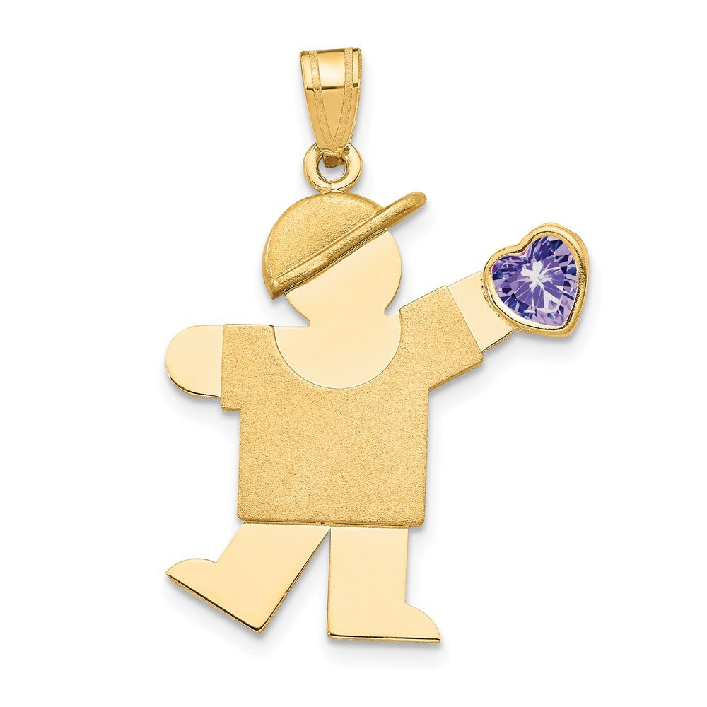 14k Yellow Gold Boy with Cubic Zirconia June Birthstone Charm