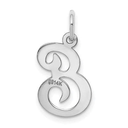 14k White Gold Script Letter E Initial Charm Pendant for Women