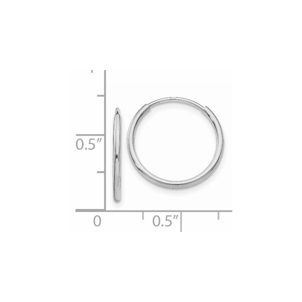 14k White Gold Polished Endless Tube Hoop Earrings Gift for Women