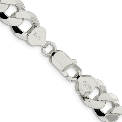 Sterling Silver 10.6mm Beveled Curb Chain Necklace