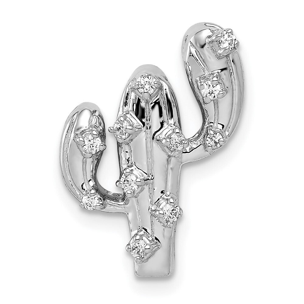 14k White Gold 1/10ct. Diamond Cactus Pendant for Women