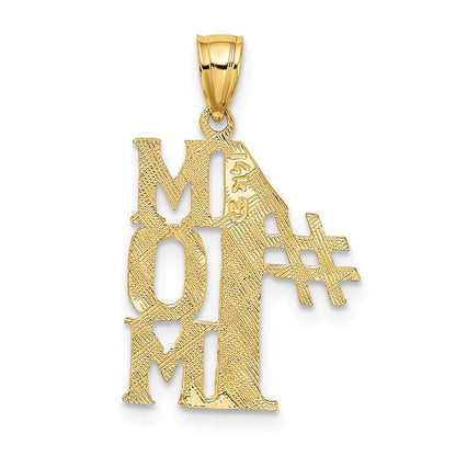 14k Yellow Gold #1 MOM Vertical Charm Pendant for Women