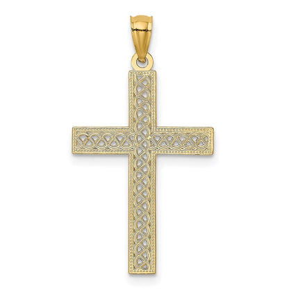 14k Yellow Gold Diamond-cut Filigree Cross Pendant
