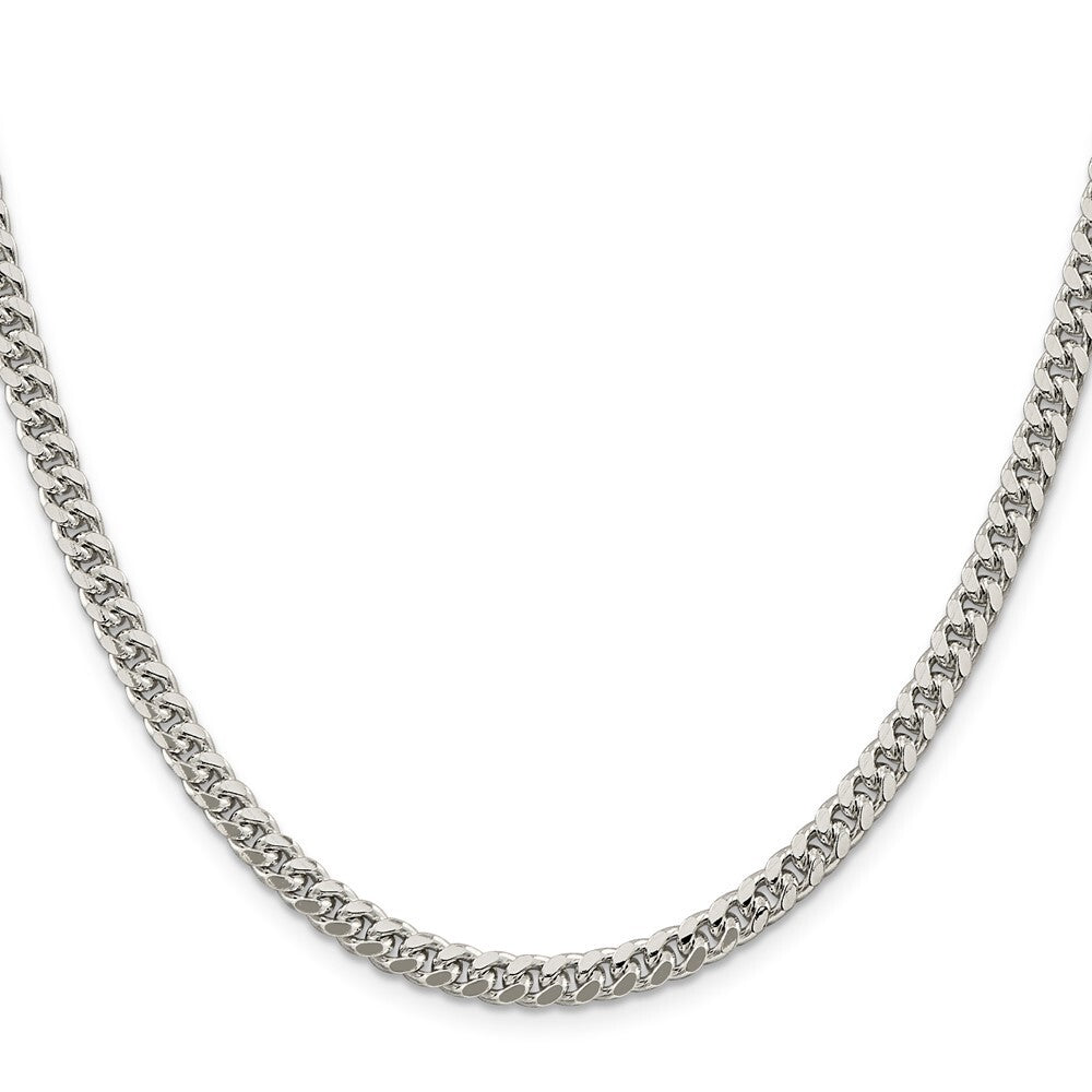 Sterling Silver 5mm Domed Side Diamond-cut Curb Chain