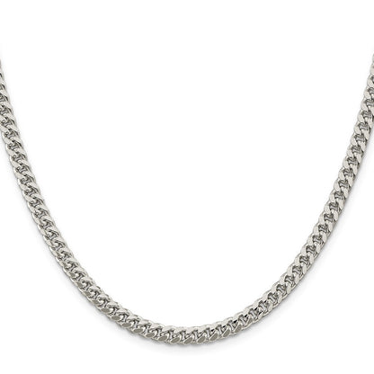 Sterling Silver 5mm Domed Side Diamond-cut Curb Chain