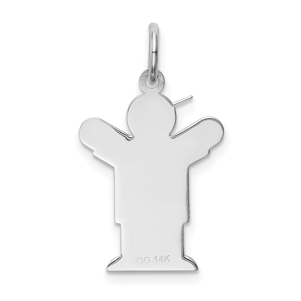14k White Gold Kid Charm Pendant for Women
