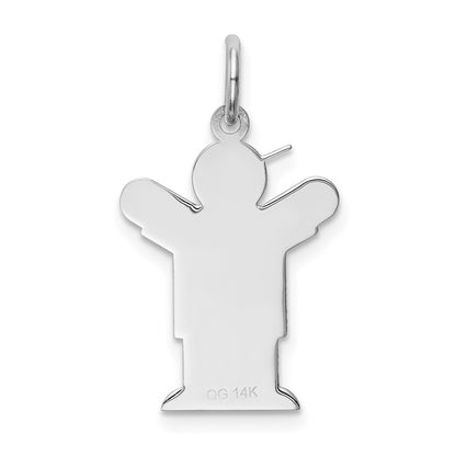 14k White Gold Kid Charm Pendant for Women