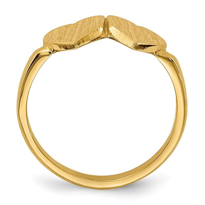 14K Yellow Gold 7.5x7.5mm Open Back Heart Signet Ring