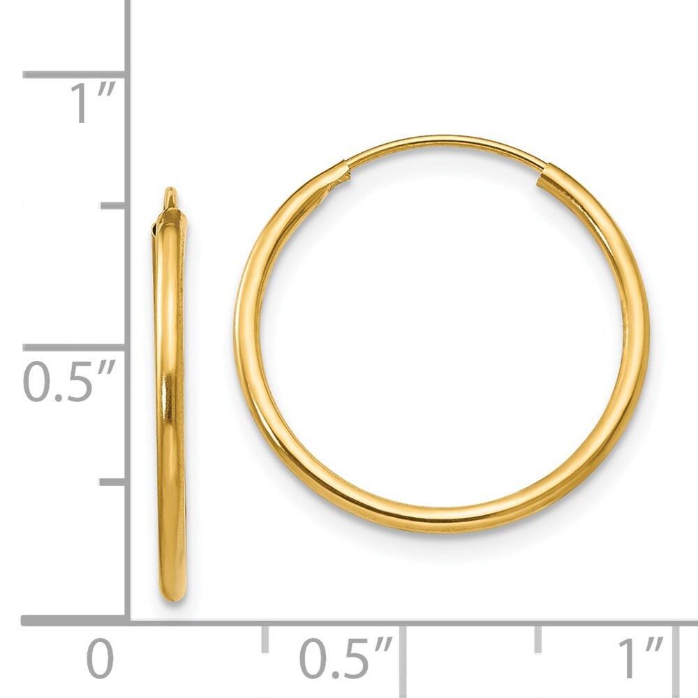 14k Yellow Gold Endless Hoop Earrings Gift for Women
