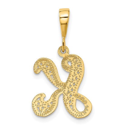 14k Yellow Gold Polished Script Filigree Letter K Initial Pendant for Women