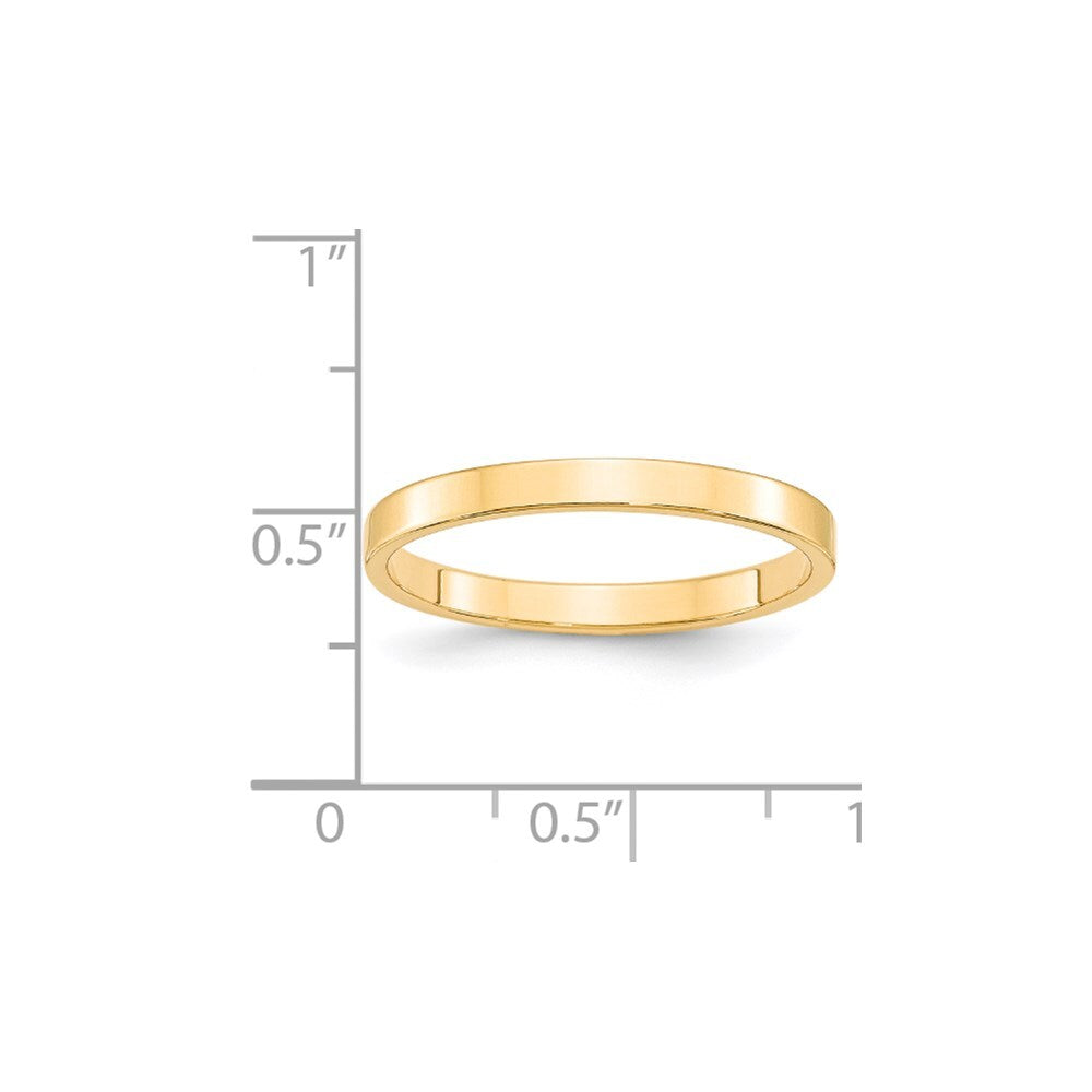 14K Yellow Gold Yellow Gold 2.5mm Lightweight Flat Wedding Band Size 8