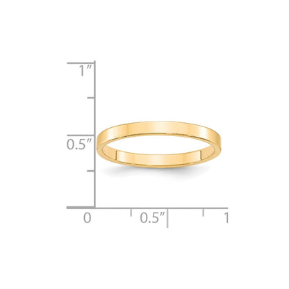 14K Yellow Gold Yellow Gold 2.5mm Lightweight Flat Wedding Band Size 8