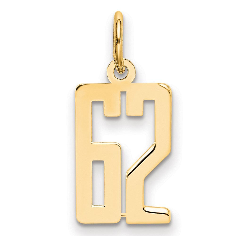 14k Yellow Gold Small Elongated Number 62 Charm Pendant for Women