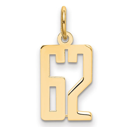 14k Yellow Gold Small Elongated Number 62 Charm Pendant for Women