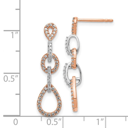 14k Two-Tone Diamond Vintage Drop & Dangle Earrings