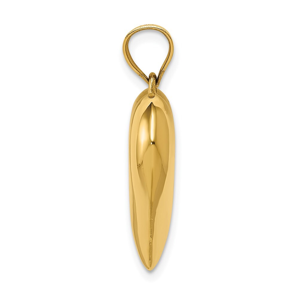 14k Yellow Gold Polished 3-D Puffed Heart Pendant for Women
