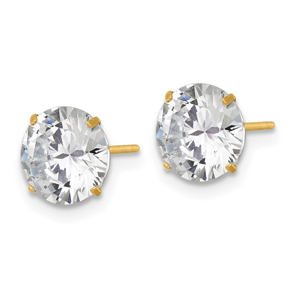 14k Yellow Gold Polished 8.00mm Round CZ Stud Earrings