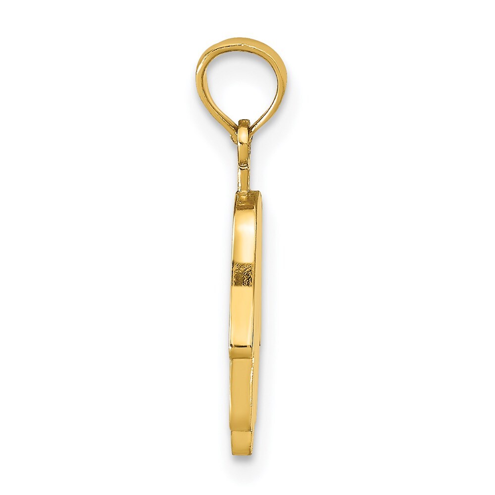 14k Yellow Gold Large Solid Hamsa Pendant for Women
