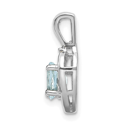 14k White Gold Aquamarine and Diamond Heart Pendant