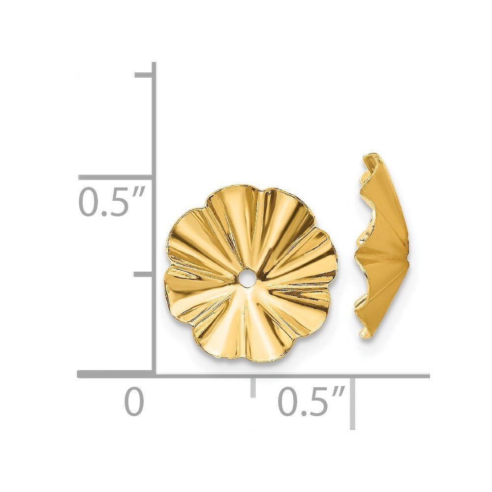 14k Yellow Gold Polished Fancy Earring Jackets Gift for Women