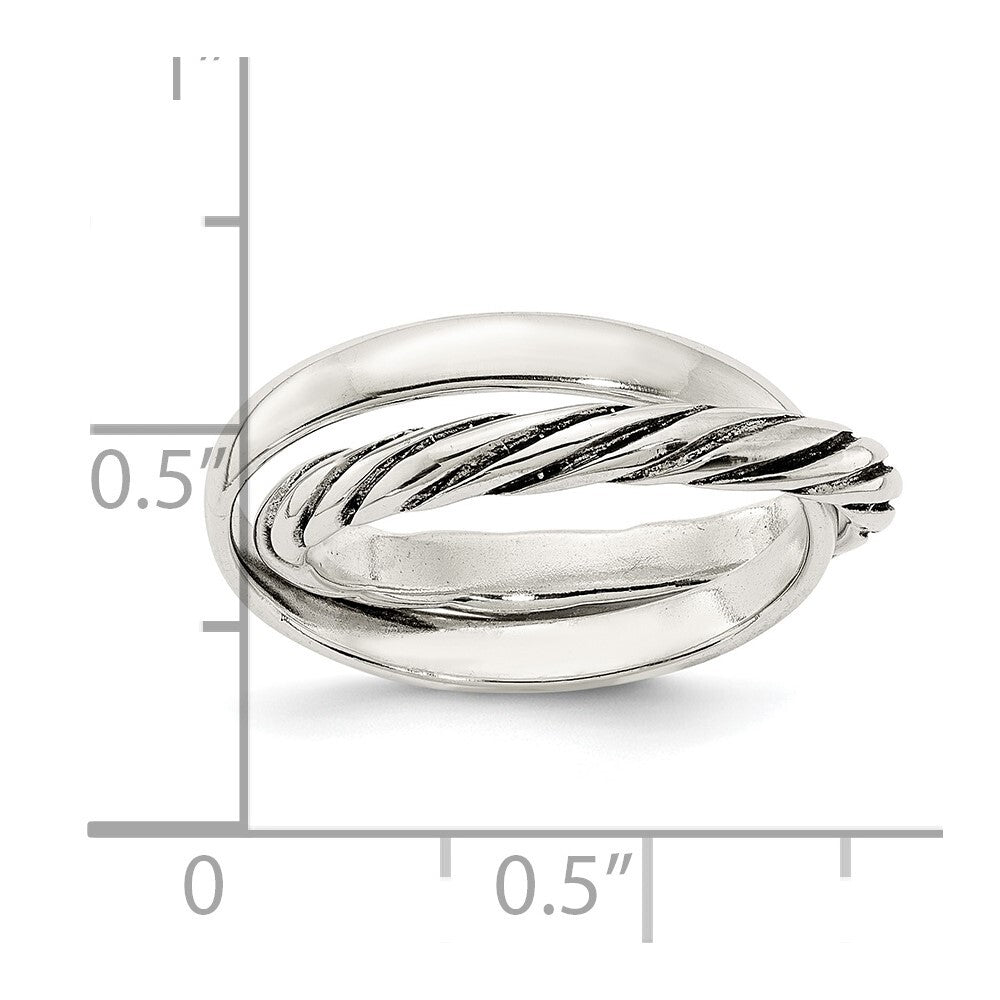 Sterling Silver Polished & Twisted Intertwined Rings Size 7