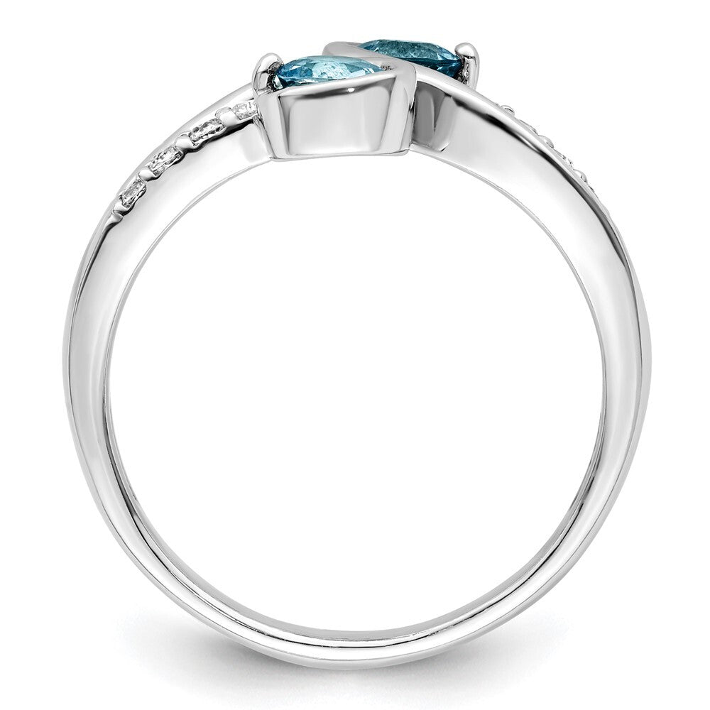 Sterling Silver Rhod-plated .8t.w. LSBT/White Topaz Swirl Ring Size 6