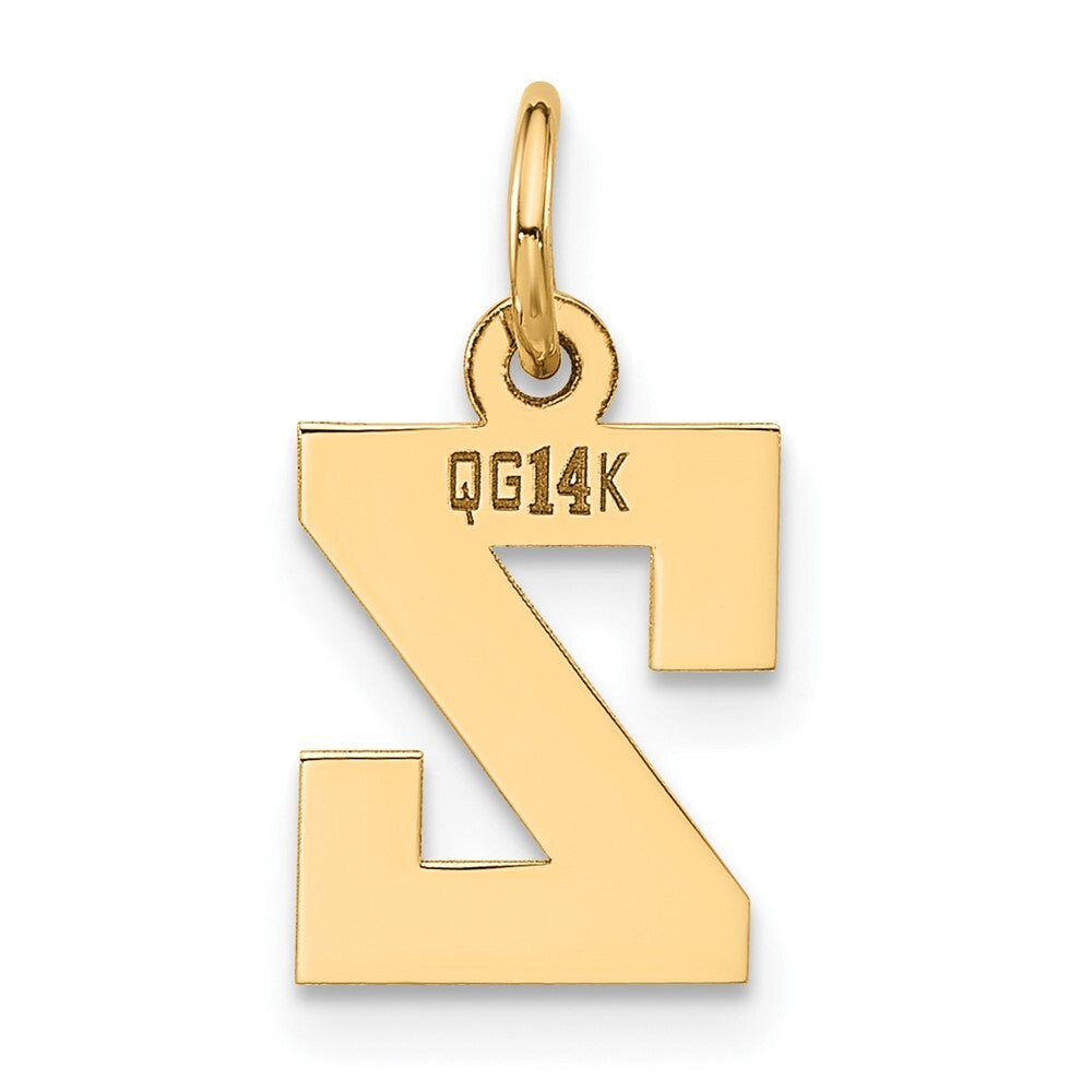 14k Yellow Gold Small Block Initial Z Charm Pendant for Women