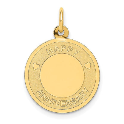 14k Yellow Gold HAPPY ANNIVERSARY Charm Pendant for Women