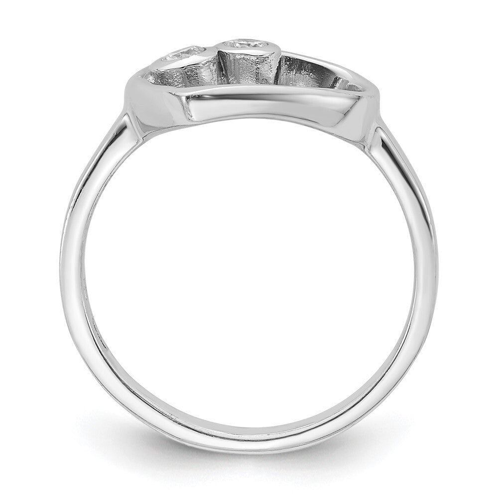 Sterling Silver Rhodium-plated CZ Open Heart Ring Size 8
