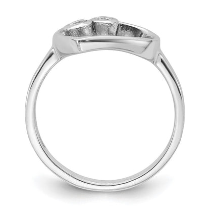 Sterling Silver Rhodium-plated CZ Open Heart Ring Size 8