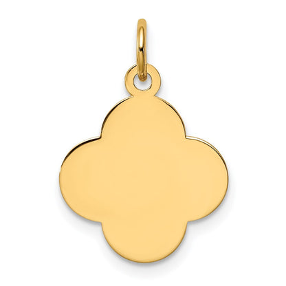 14k Yellow Gold Plain .027 Gauge Engravable Quadrafoil Disc Charm Pendant
