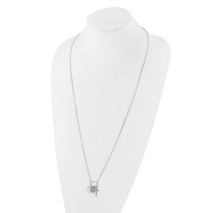 Sterling Silver Rhodium-plated Round Heart Cross Discs 32in Necklace