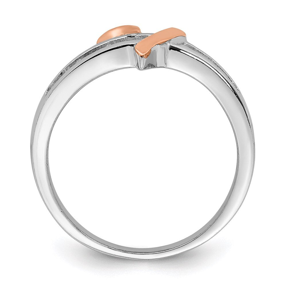 Sterling Silver Rhodium-plated Vermeil Polished Heart Cubic Zirconia Ring Size 6